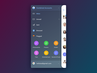 Menu app card email ios menu slide smart ui