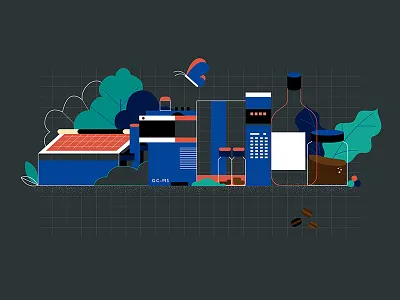 Wine design experiment flatdesign illustration machine vector