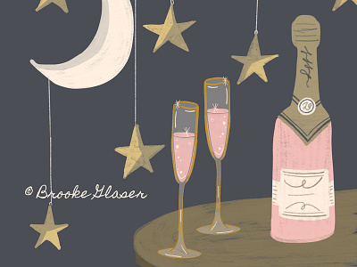 Champagne Celebration art champagne flute greeting card illustration