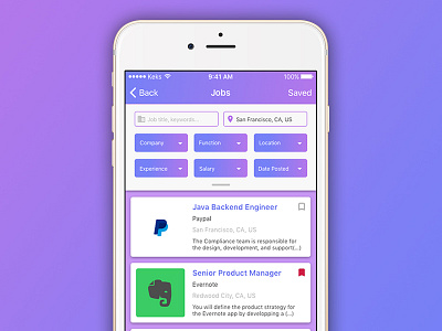 Daily UI #050 - Job Listing 050 career daily ui gradients ios job listing purple search work