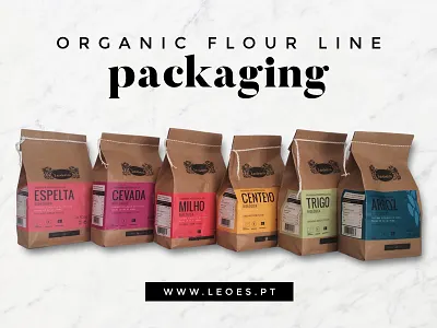 Leões Organic Flour Packaging branding design organic packaging rebranding visual design