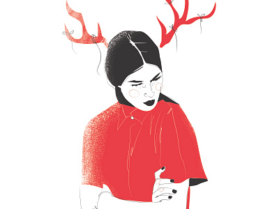 REMINDER // REMIND HER antlers drawing fashion girl illustration portrait vector