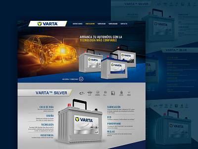 Baterías Varta battery car interface landing page