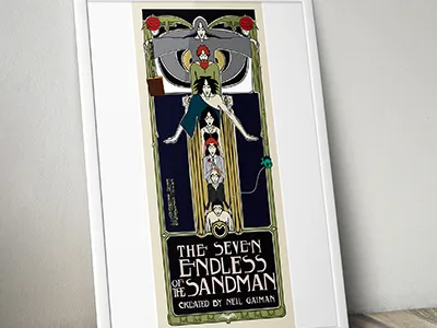 Glasgow School Historical Recreation art nouveau glasgow school illustration neil gaiman poster sandman the four