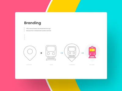 Brandbook brand style guide brandbook branding visual identity bright color combinations design exploration font family selection ios mobile application johnyvino location logo design metaphor illustration train app icon