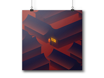 Chinese lantern 3d building china illustration red ui