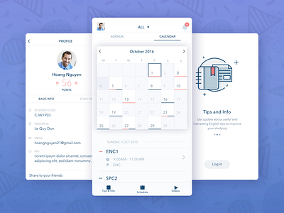 Educational app app app design calendar education illustration on boarding profile schedule