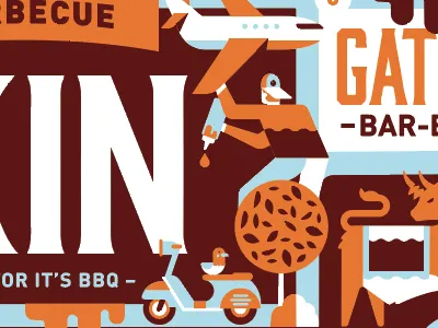 BBQ Mapkin airplane bbq bull kansas city scooter