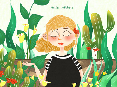 Hi, Dribbble. illustration