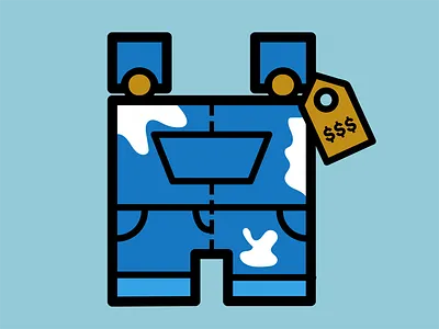 Designer Overalls Pin art artist creative fashion illustrator overalls painter pin simple vector