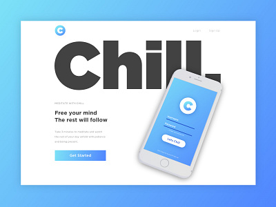 Chill app landing page meditation tech ux web web design wellness