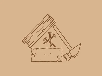 Build branding build design hammer icon illustration line icon logo minimal nails simple tools