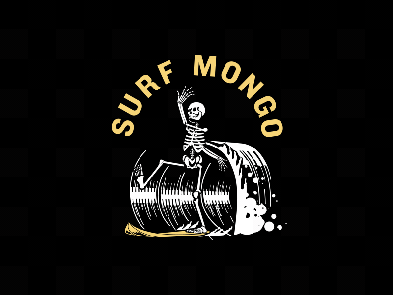 Surf Mongo 2d animation design dribbble motion graphics skeleton surf tag waves