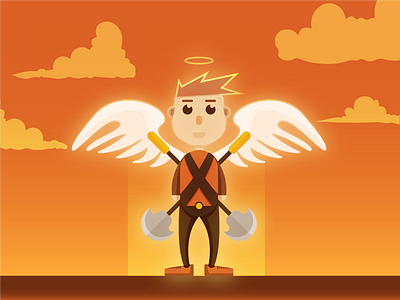 Angel Squad angel character illustration orange wings