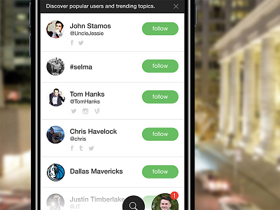 Social Onboarding app follow list profile topics trending