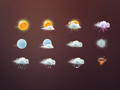 The weather icon cloudy fog hail icon lightning moon rain snow sun sunny tornado weather