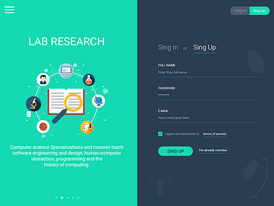 Sing Up Page sing up page web design website