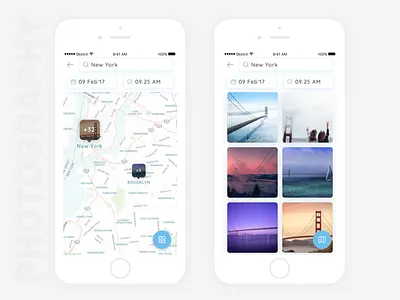 Photography App blue calendar cards clean collect fab images johny vino location maps photography snapshots white
