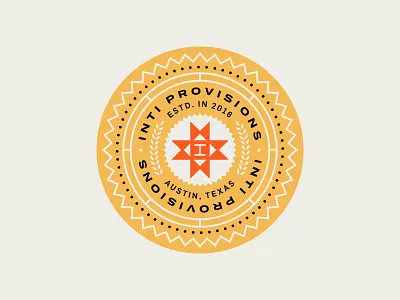 Inti Provisions austin badge branding crest food lockup logo packaging peru seal typography