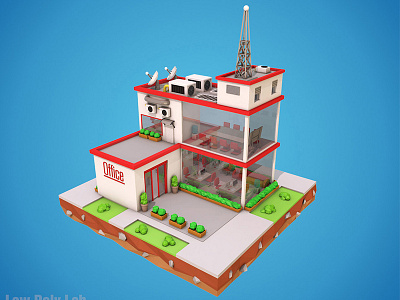 Low Poly Office Building building business cartoon center company factory house job low poly office radio store