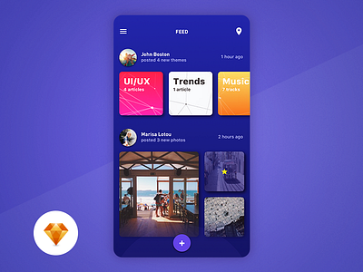 Blog Feed - Day 100 My UI/UX Free SketchApp Challenge app blog day 100 download feed free mobile sketch ui ux