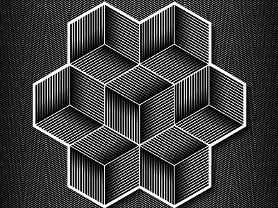 Day87- 'Cubed' 100days art black and white blend tool cubes illusion opart optical vector