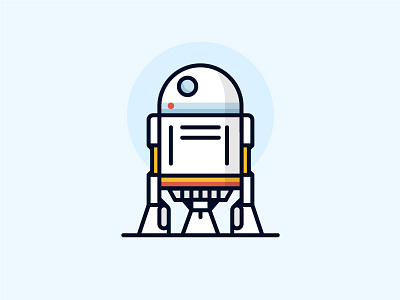 R2D2 alien bot design flat icon illustration line r2d2 robot space starwars