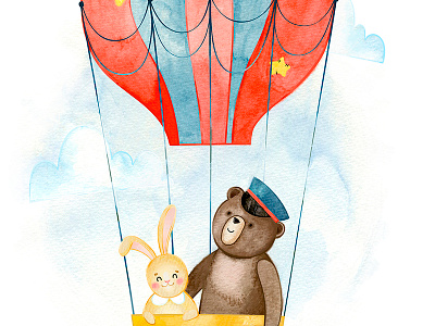Little adventure seekers animals baby cute for children illustration illustration for children kids nursery watercolor