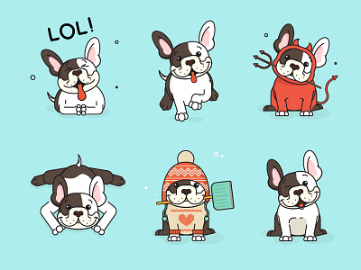 Bulldog Sticker Set bulldog character design sticker