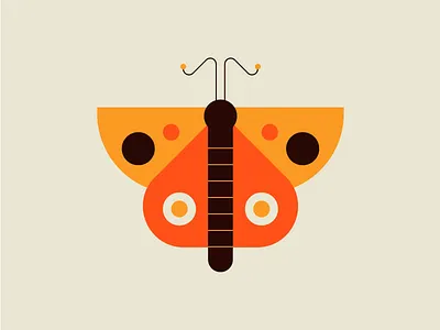 Butterfly bug geometric icon illustration red vector visual yellow