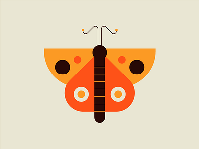 Butterfly bug geometric icon illustration red vector visual yellow