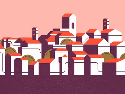 Invisible City buildings city cityline colors country design illustration style texture town trees