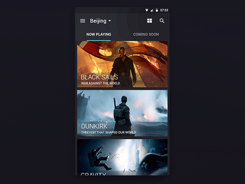 cinema tickets butler homepage cinema material design