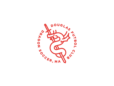Douglas Fc Soccer 2d badge branding dailylogochallenge design dragon flat icon illustration soccer sword vector
