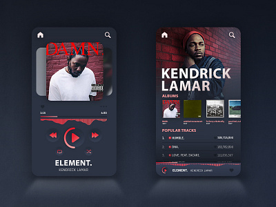 UI Challenge #9 daily ui kendrick music music player uix wip