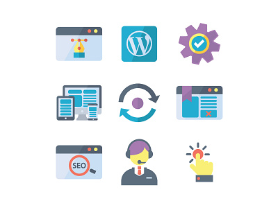 Website icon one click responsive seo support use web design wordpress