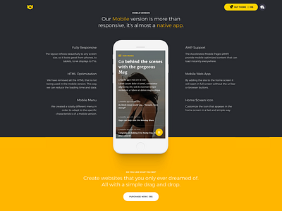 Mobile Features — Section blog blogger clean envato magazine pixelthrone simple site theme themeforest website wordpress