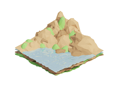 Landscape 3d architecture b3d illustration isometric lowpoly nature render rocks water