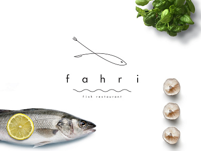 Fahri Logo design fish food fork knife logo minimal restaurant sea