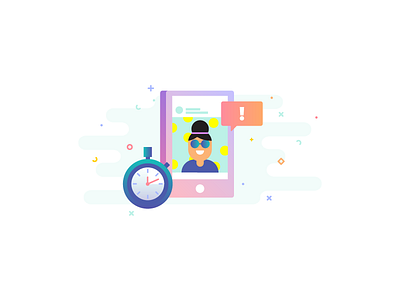 On-boarding illustration pt. 2 gradient illustration instagram mobile stopwatch video builder