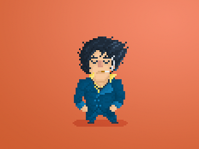 Pixel Little Guys & Gals 62: Spike 8bit anime art cartoon cowboy beebop design fan art geek minimalist pixel vector
