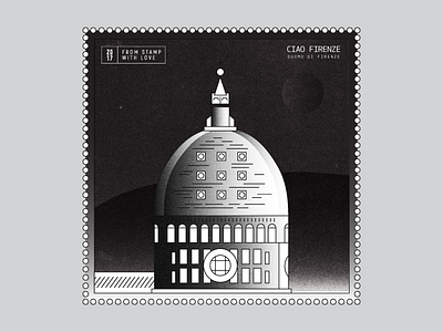 Stamp 1_Florence_ Night architecture cities florence illustration italy stamp travel