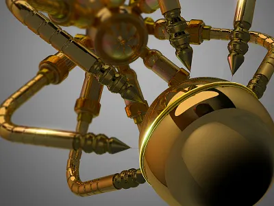 Steampunk Machine 3d ball gold golden machine steampunk