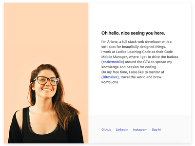 Ariane DESF dot com personal page photography ui ux