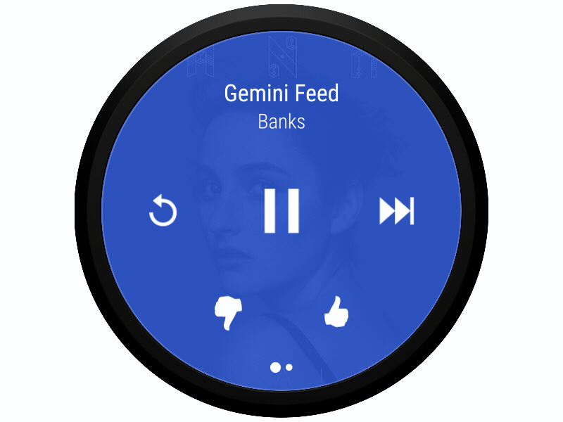 Pandora on Android Wear: Player Controls android animation music pandora radio station streaming ui ux watch wear wearable