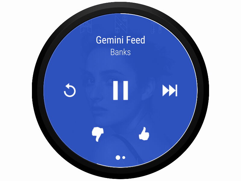 Pandora on Android Wear: Volume Control android animation music pandora radio station streaming ui ux watch wear wearable