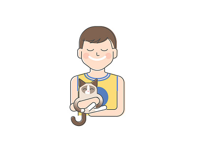 Man and cat 2d avatar cat character flat fun illustration portrait ragdoll