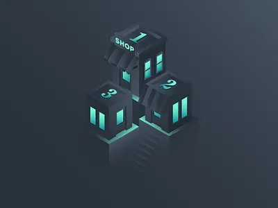 Shop Illustration - Be the one stop shop online building isometric online shop smartphone