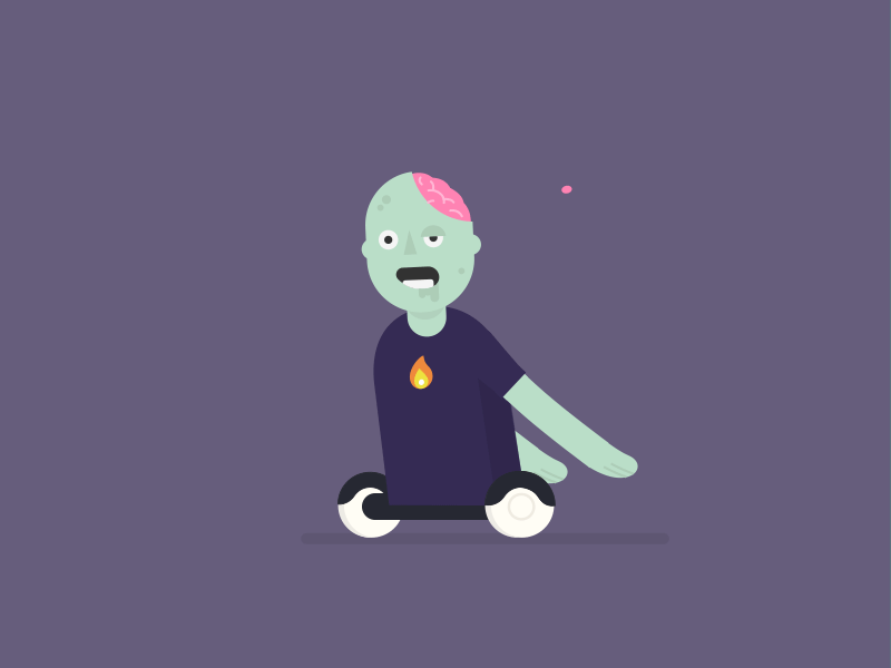 Zombie hoverboarder ae animation brains fire gif hoverboard illustration loop vector zombie