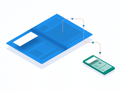 From newspaper to phone design google graphic illustration isometric material newspaper phone ui vector